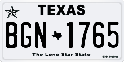 TX license plate BGN1765