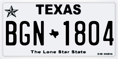 TX license plate BGN1804