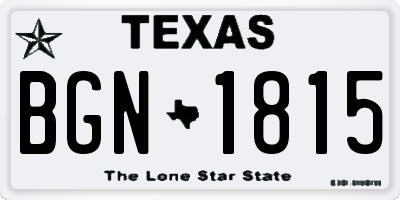 TX license plate BGN1815