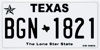 TX license plate BGN1821