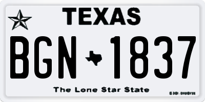 TX license plate BGN1837