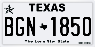 TX license plate BGN1850