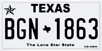 TX license plate BGN1863