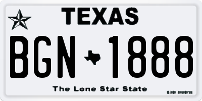 TX license plate BGN1888