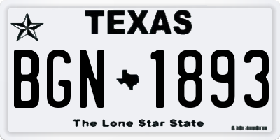 TX license plate BGN1893