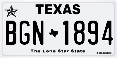TX license plate BGN1894