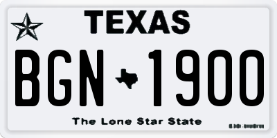 TX license plate BGN1900