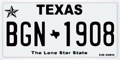 TX license plate BGN1908