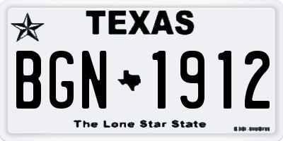 TX license plate BGN1912