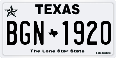 TX license plate BGN1920