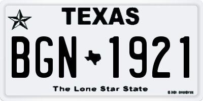 TX license plate BGN1921