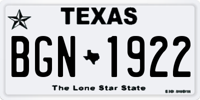 TX license plate BGN1922