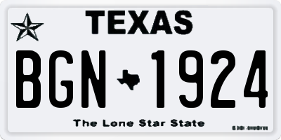 TX license plate BGN1924