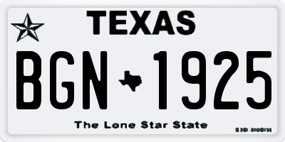 TX license plate BGN1925