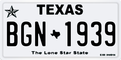 TX license plate BGN1939