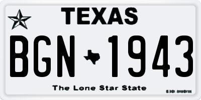 TX license plate BGN1943