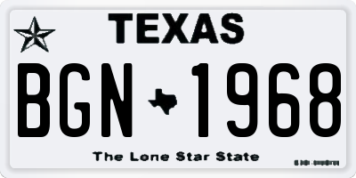 TX license plate BGN1968