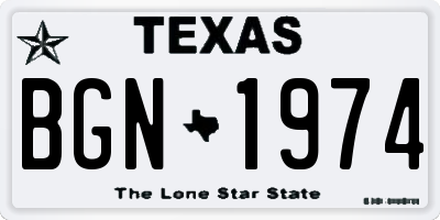 TX license plate BGN1974