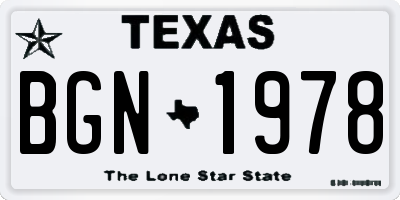 TX license plate BGN1978