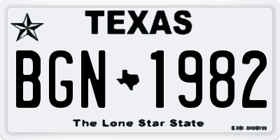 TX license plate BGN1982