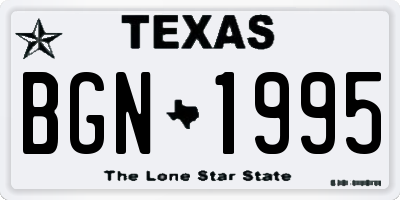 TX license plate BGN1995