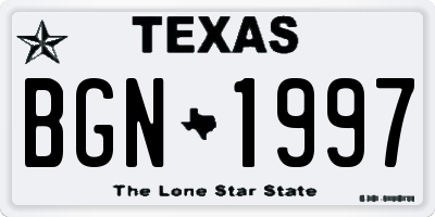TX license plate BGN1997