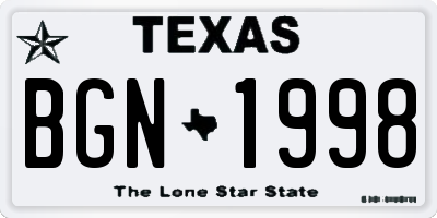 TX license plate BGN1998