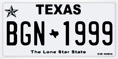 TX license plate BGN1999