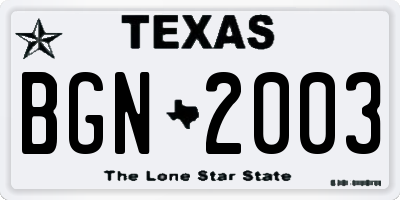TX license plate BGN2003