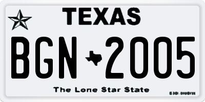 TX license plate BGN2005
