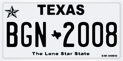 TX license plate BGN2008