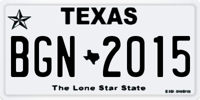 TX license plate BGN2015