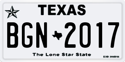 TX license plate BGN2017