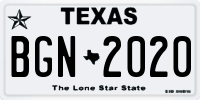 TX license plate BGN2020