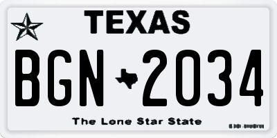 TX license plate BGN2034