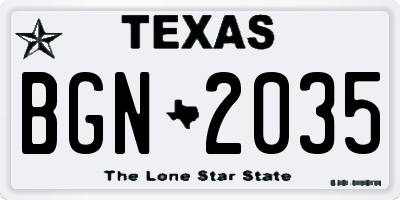 TX license plate BGN2035