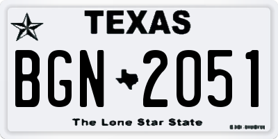 TX license plate BGN2051