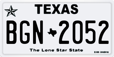TX license plate BGN2052