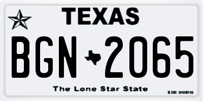 TX license plate BGN2065