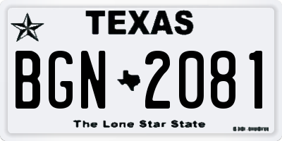 TX license plate BGN2081