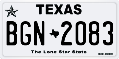 TX license plate BGN2083