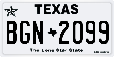TX license plate BGN2099