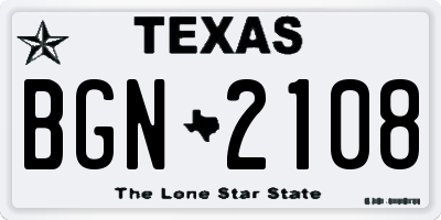 TX license plate BGN2108