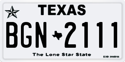 TX license plate BGN2111