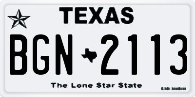 TX license plate BGN2113