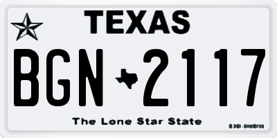 TX license plate BGN2117