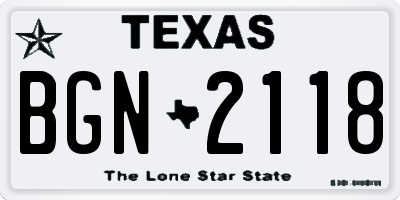 TX license plate BGN2118