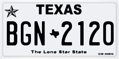 TX license plate BGN2120