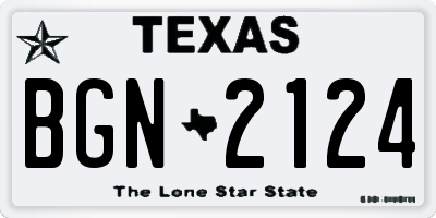 TX license plate BGN2124