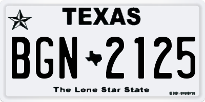 TX license plate BGN2125